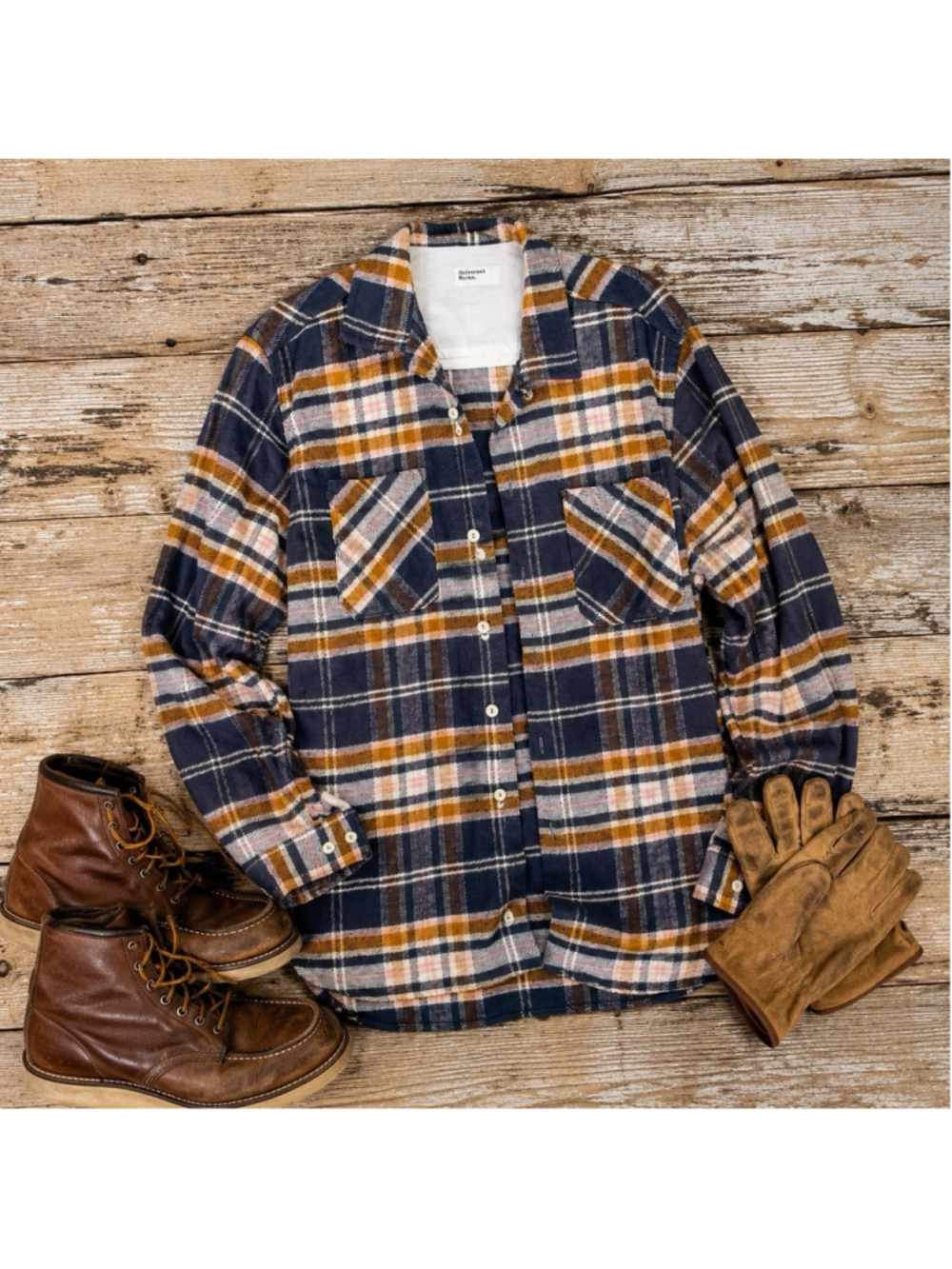 Universal Works Plaid Flannel Shirt XL Portugal Cotton Overshirt Workwear
